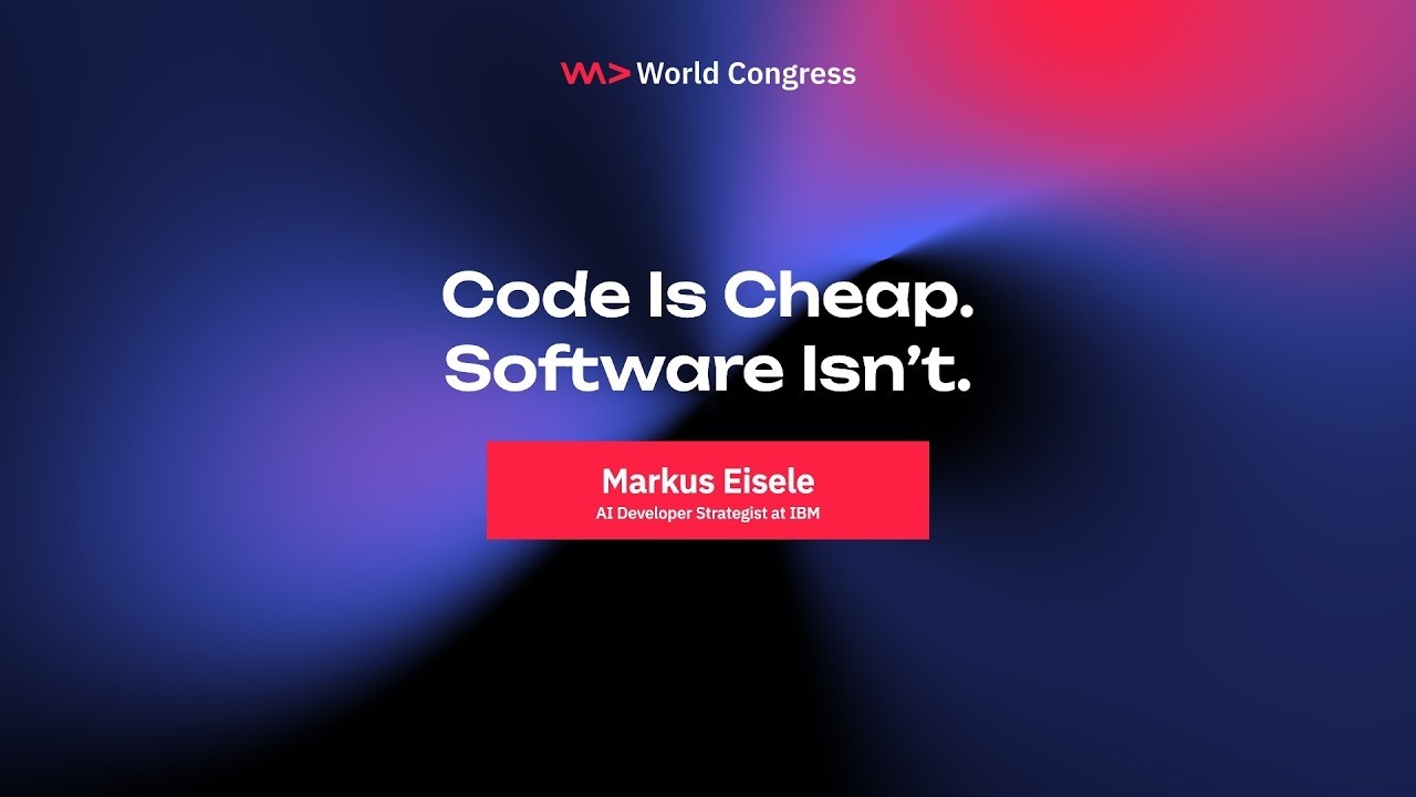 Code Is Cheap. Software Isn't., by Markus Eisele at WeAreDevelopers World Congress 2026